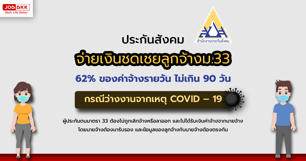 หางาน,สมัครงาน,งาน,ประกันสังคม จ่ายเงินชดเชยลูกจ้างม.33 กรณีว่างงานจากเหตุ COVID19